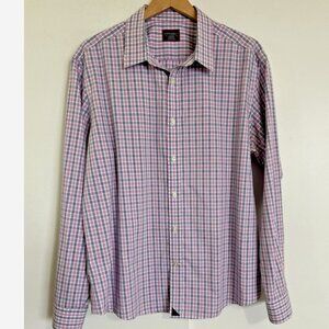UNTUCKit Mens Shirt Pink Blue Check Long Sleeve XL Pio Cesare